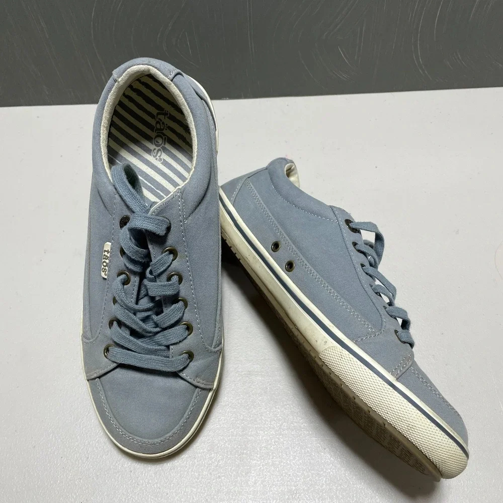 Taos 8.5 Sneaker Moc Star Canvas Greyish / Blue Distressed Finish Slight Wear‎